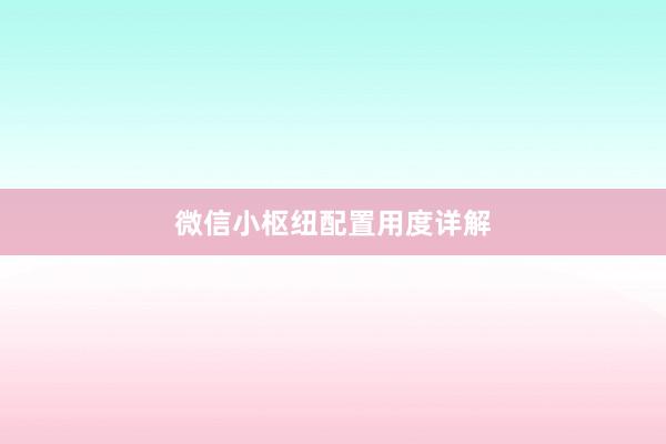 微信小枢纽配置用度详解